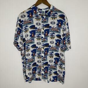 Fair Harbor Shirt Mens XL Multicolor Nautical Beach Print Short Sleeve Button Up